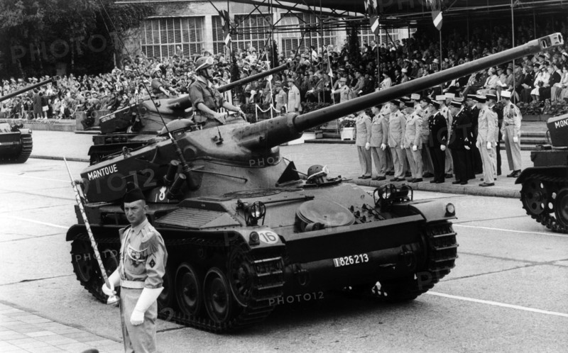 Tanks during military parade on French national day in Berlin