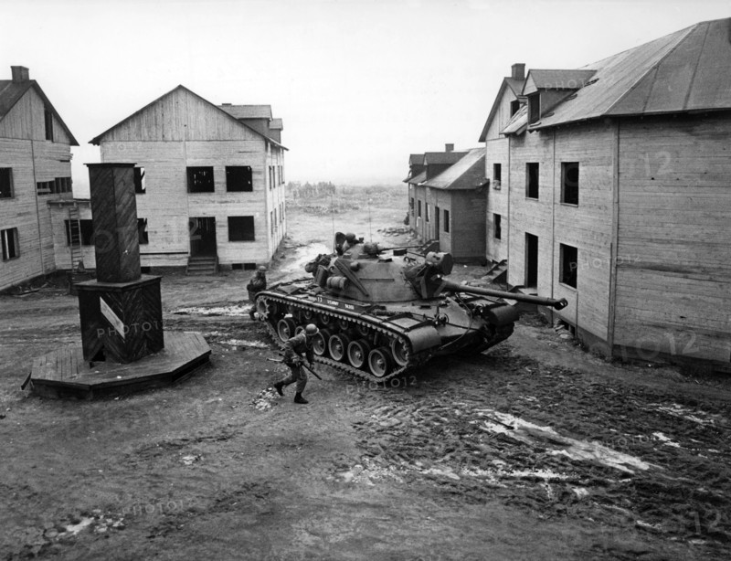 Manoeuvre of US army in ghost city Parks Range in Berlin