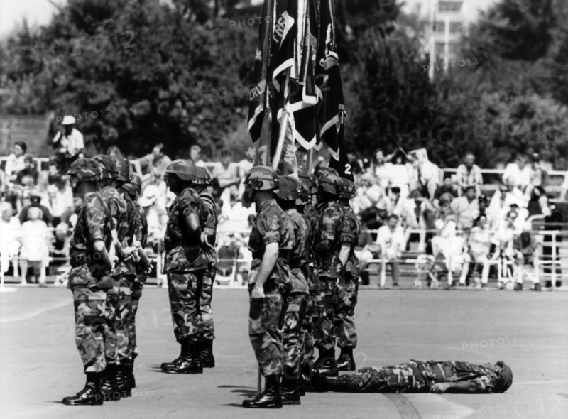Unconscious U.S. soldier during the festivities for the Independence Day.