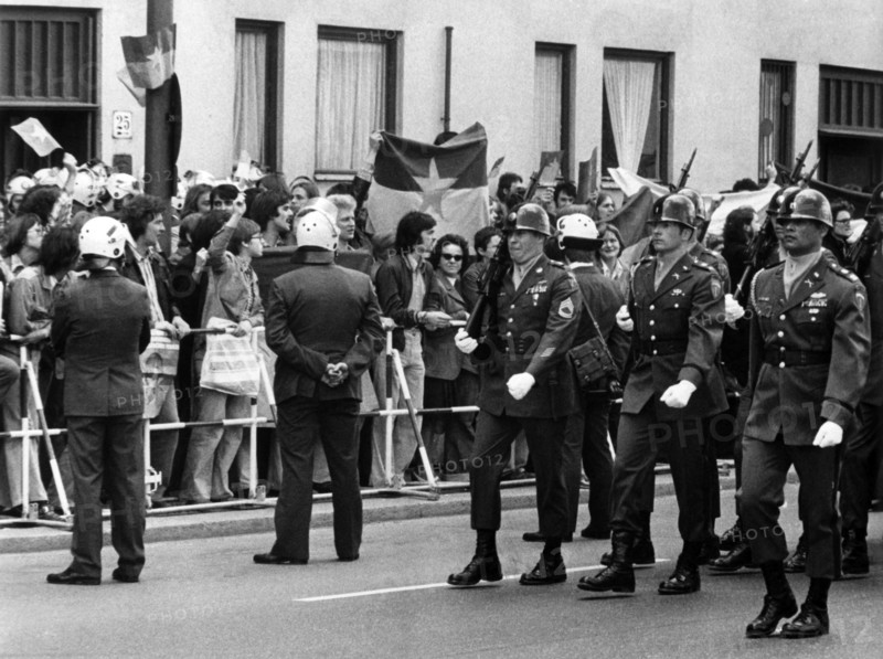 Protests during military parade on the 'Armed Forces Day' in Berlin