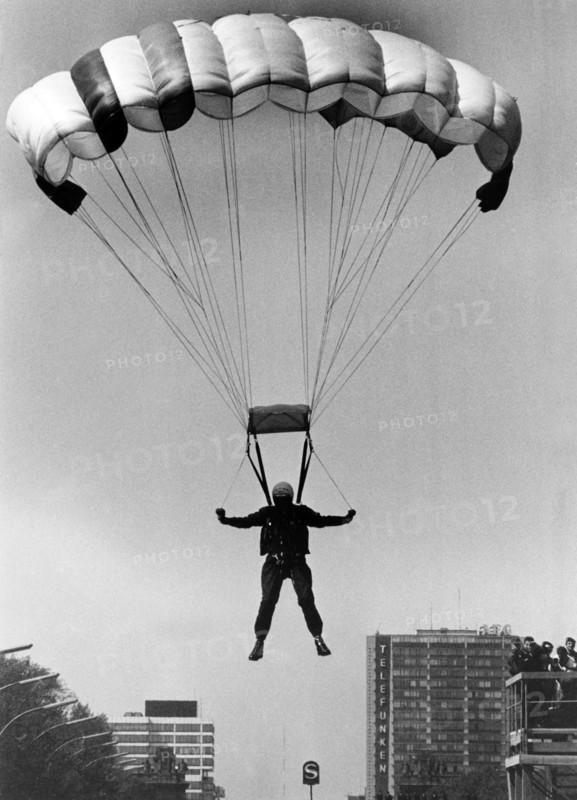 Parachutist at the military parade in Berlin