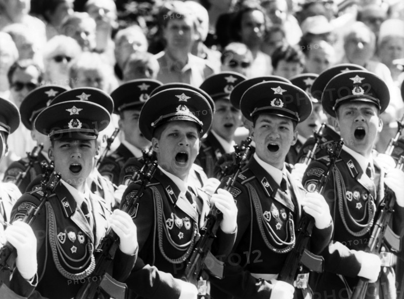 Military parade on farewell of Russian army from Berlin