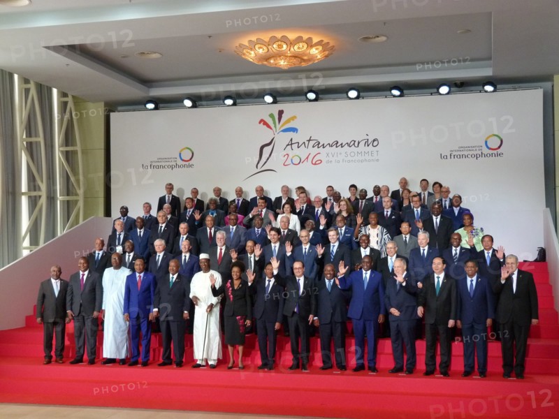 France's President Francois Hollande among French-speaking leaders at the Francophile Summit in Antananario, Madagascar, 26 November 2016