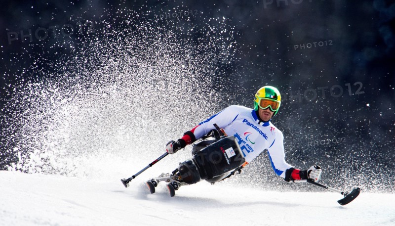 Frederic Francois of France in action during the Men's Giant Slalom - Sitting at the Rosa Khutor Alpine Center at the Sochi 2014 Paralympic Winter Games
