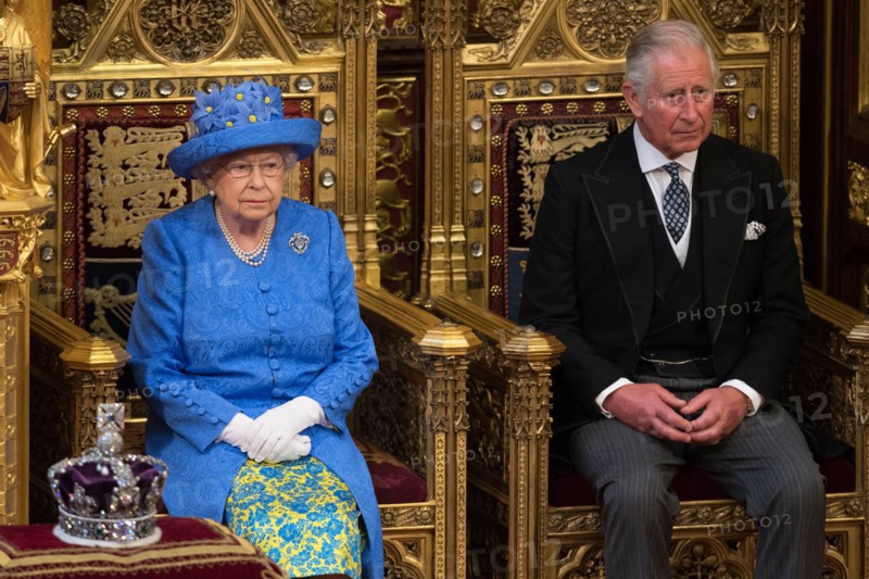 Queen Elizabeth II and the Prince of Wales during the State Opening of Parliament, 2017