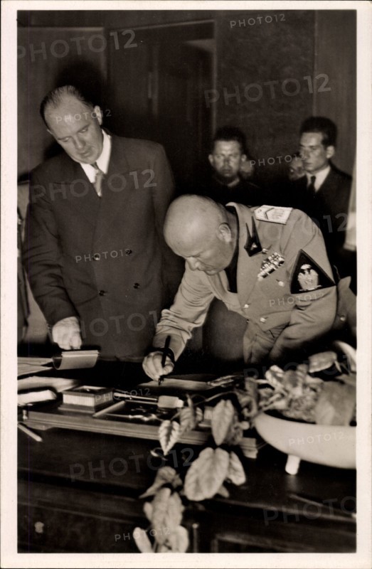 Münchner Abkommen 1938, Benito Mussolini, Unterzeichnung der Verträge, Photo Hoffmann S 10/2