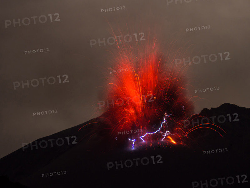 Volcanic Lightning during eruption at Sakurajima in Japan - 24 February 2013.