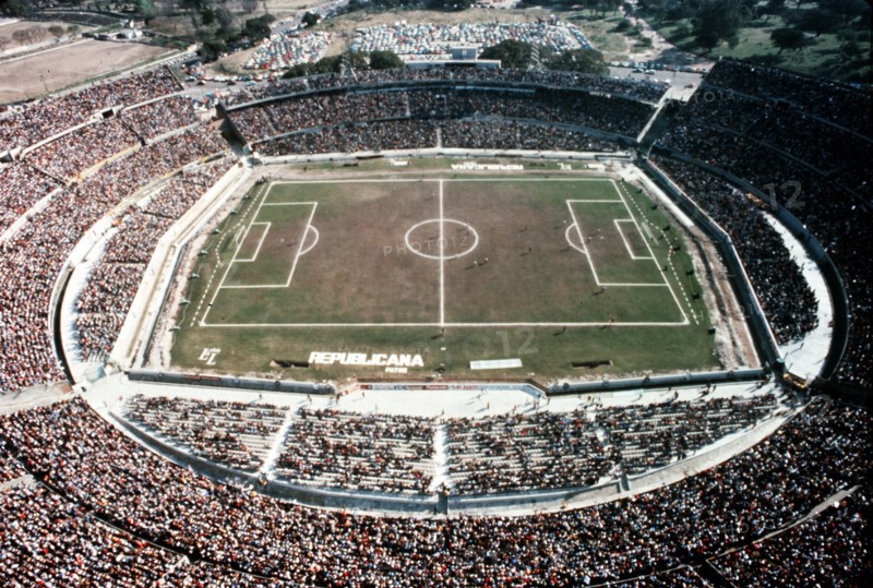 An aerial photo of the Centenario Stadium in Montevideo, Uruguay (undated picture). It was built for the first Soccer World Cup in 1930 and was named Centenario on the occasion of the 100th anniversary of Uruguay's independence. The stadium was built according to the plans of the architect Juan Scasso between February and 10 July 1930. Centenario Stadium can seat up to 80.000 spectators.