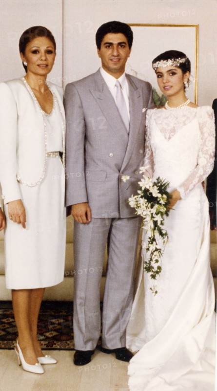 Farah Pahlavi lors du mariage de son fils Reza avec Yasmine Eternad Amini. 12-06-1986