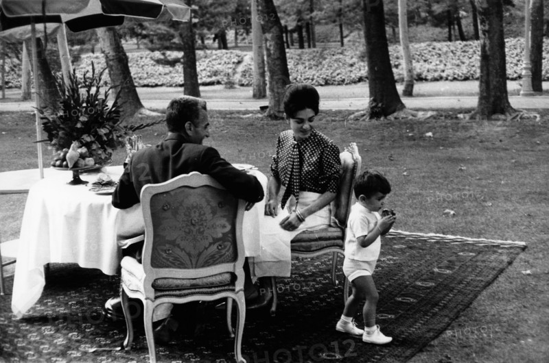 Farah and Mohammed Reza Shah Pahlavi with their  son  Reza  - Saadabad - Summer 1962
