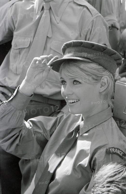 Brigitte Bardot on the set of "Babette the Warmonger"