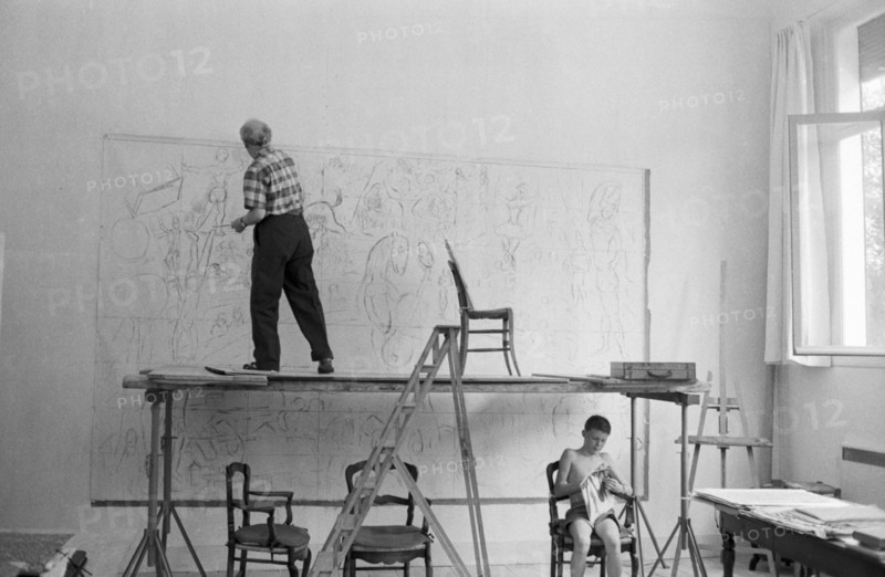 Marc Chagall dans son atelier à Vence, 1959