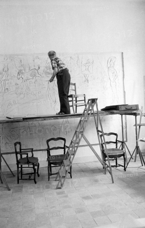 Marc Chagall dans son atelier à Vence, 1959