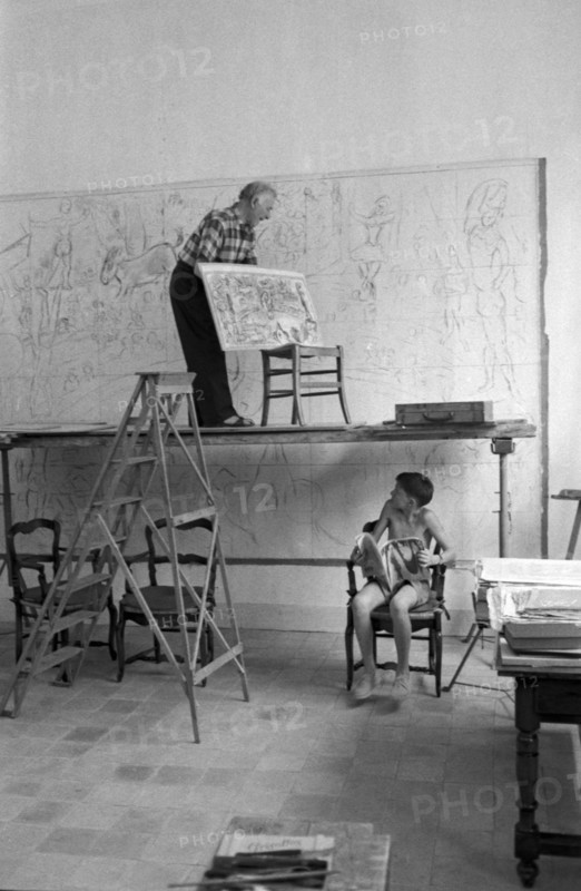 Marc Chagall dans son atelier à Vence, 1959