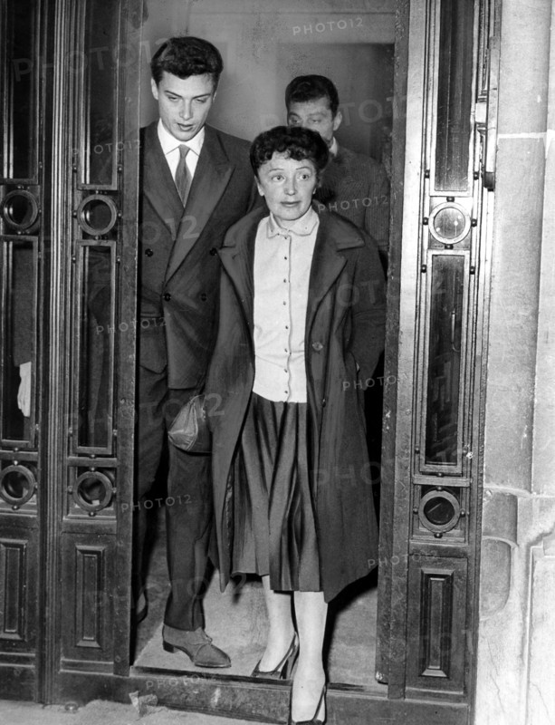 Piaf, first time she's been out since her accident, October 9, 1958