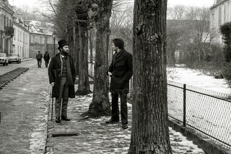 Jean-Claude Brialy and Terence Stamp on the set of a film