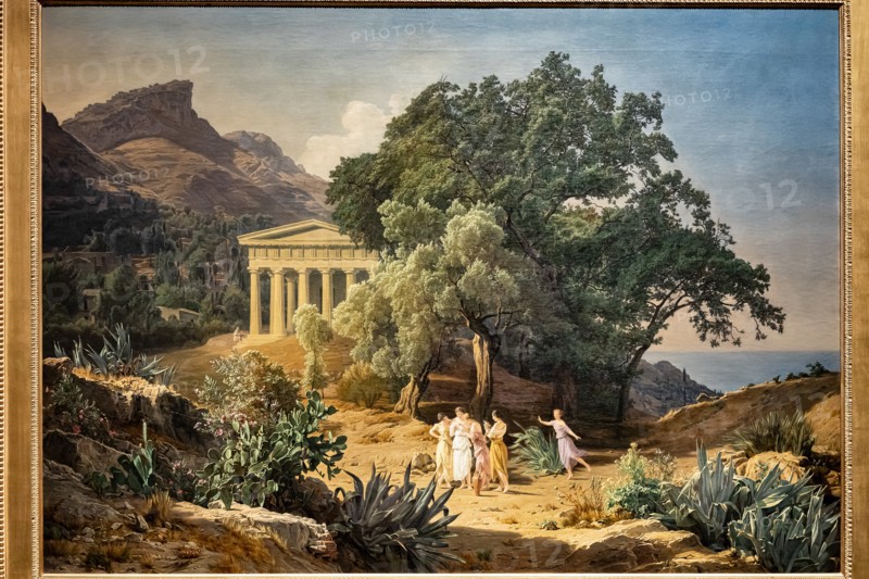 Ferdinand Georg Waldmüller. "A Doric Tmeple with Castelmola and Taormina in the background"