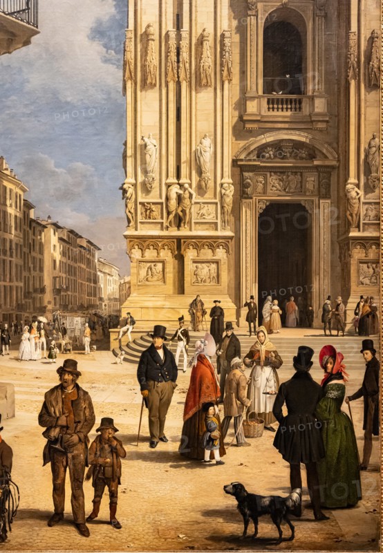 Angelo Inganni: "View of Duomo with the Coperto of Figini"