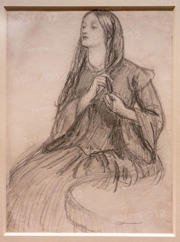 Rossetti, "Elizabeth Siddal plaiting her Hair"