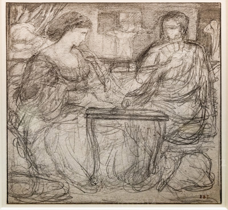 Coley Burne-Jones, Sketch of two seated figures for "The Backgammon Players"