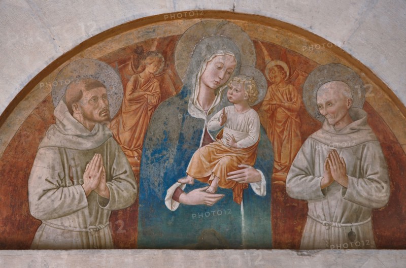 Montefalco, Church of San Fortunato, lunette above the portal