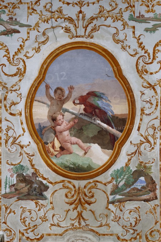 Vicenza, Villa Valmarana ai Nani, Guest Lodgings, the Room of the Putti, medallion with putti