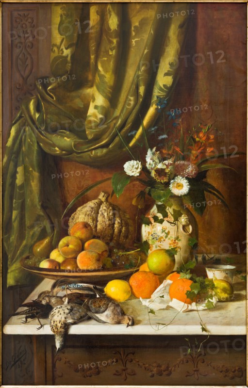Eugenio De Giacomi (1852-1917); "Flowers, Fruit and Game"