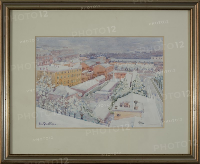 Rino Golinelli (1932): "Modena, landscape in the snow"