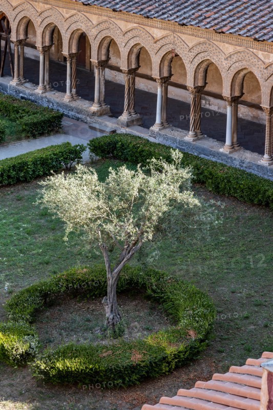 Monreale, Duomo, cloister of the Benedictine monastery: view of the cloister