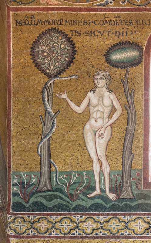 Monreale, Duomo: "Eve and the tempting serpent"