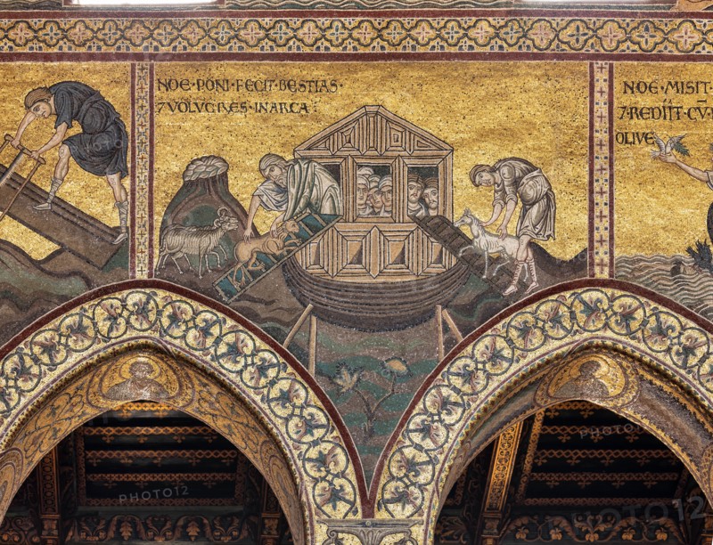 Monreale, Duomo: "Noah has the animals loaded onto the Ark"