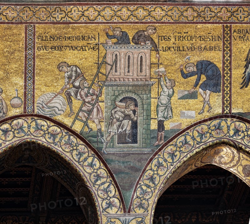 Monreale, Duomo: "The construction of the Tower of Babel"