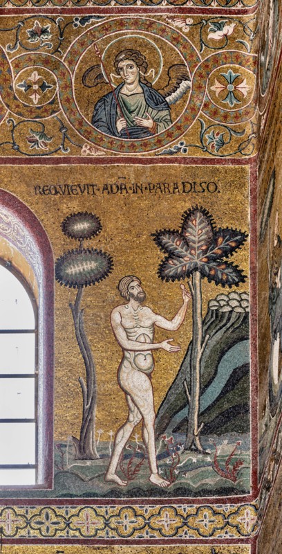 Monreale, Duomo: "Adam rests in the Earthly Paradise"