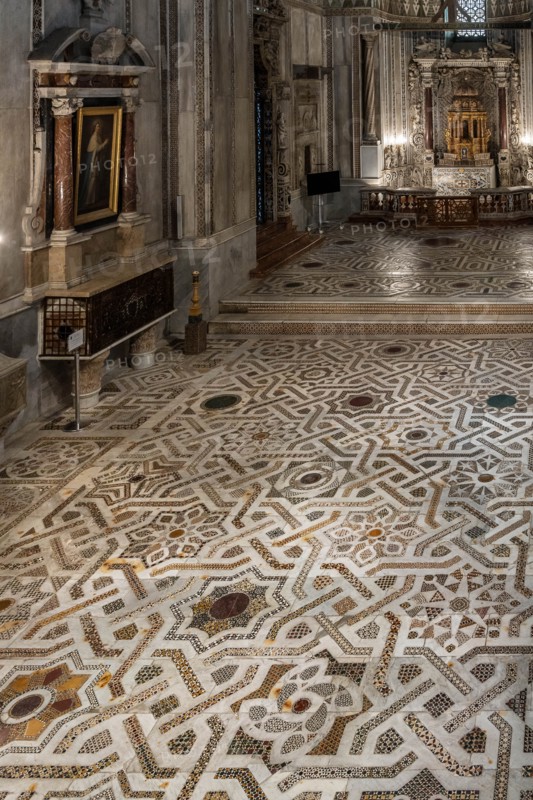Monreale Cathedral, Northern transept: mosaic floor in opus sectile with geometric motifs