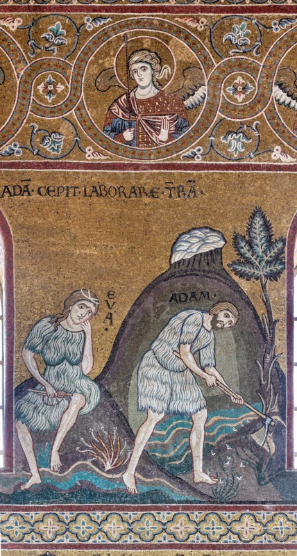 Monreale, Duomo: "The labours and the work of Adam and Eve"