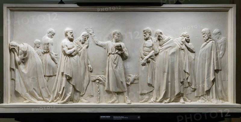 "Socrates drinks the cup of hemlock", by Antonio Canova