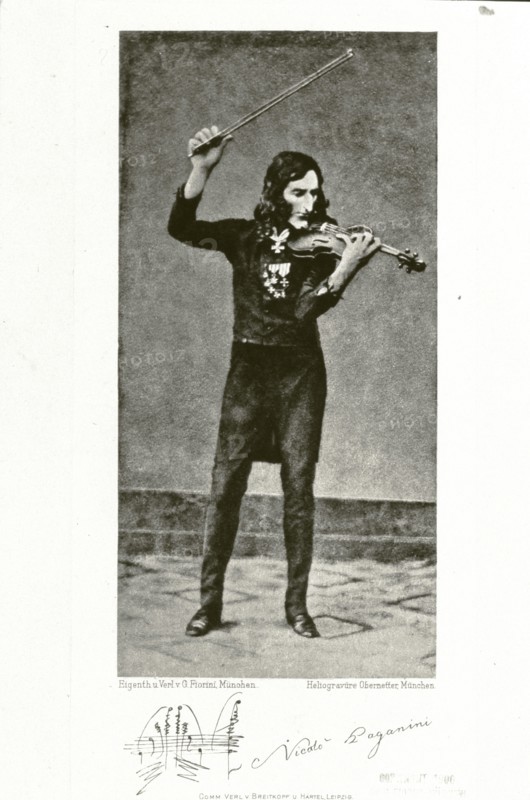 Portrait of Niccolò Paganini playing the violin