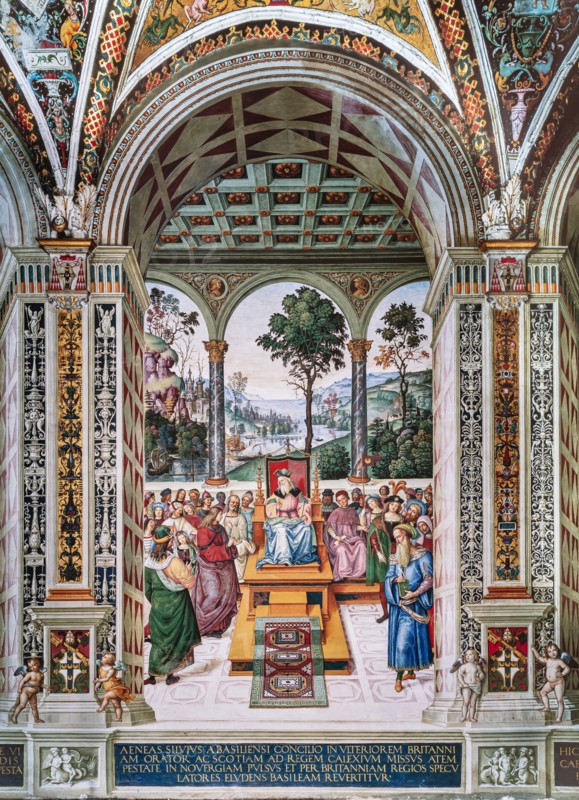 Fresco on the North-East wall of the Piccolomini Library in Siena