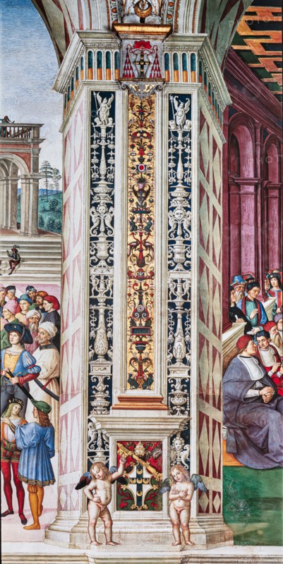 Fresco on the North-East wall of the Piccolomini Library in Siena