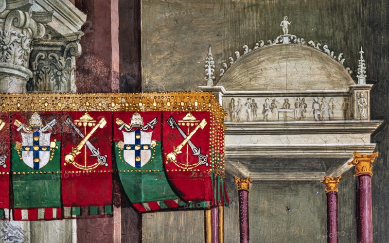 Fresco on the South-West wall of the Piccolomini Library in Siena