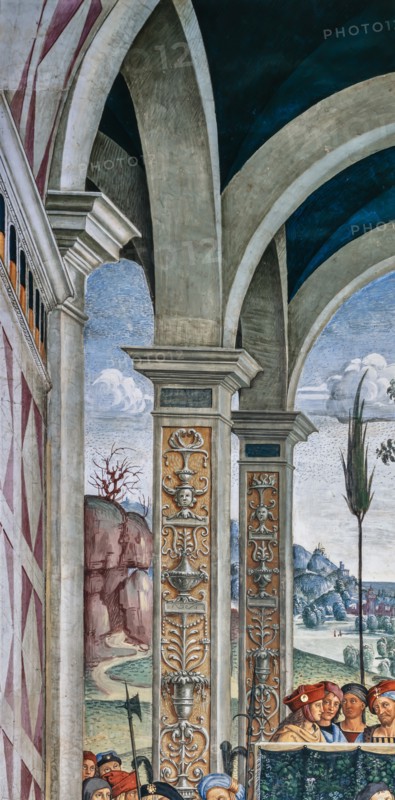Fresco on the South-West wall of the Piccolomini Library in Siena