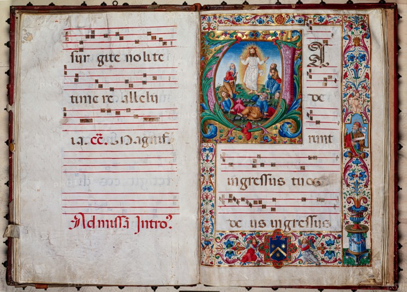 Choir book located at the Piccolomini Library in Siena