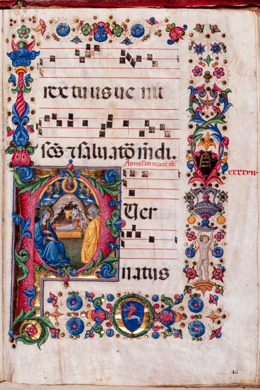 Choir book located at the Piccolomini Library in Siena