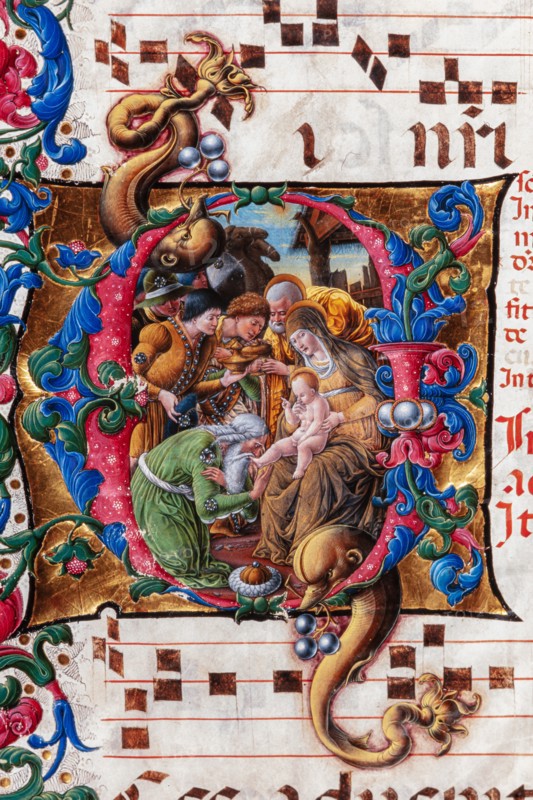 Choir book located at the Piccolomini Library in Siena