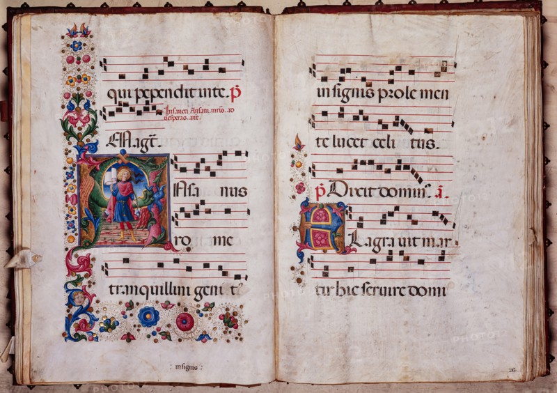Choir book located at the Piccolomini Library in Siena