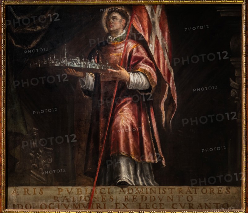 “St. Vincent with a model of the town of Vicenza”, by Francesco Maffei