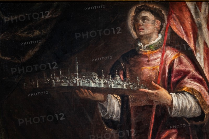 “St. Vincent with a model of the town of Vicenza”, by Francesco Maffei