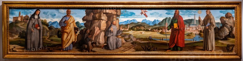 “St. Francis receives the stigmata among St. Clare and Peter, the blessed Bartolomeo of Breganze, and St. Paul and Bernardino”, by Marcello Fogolino
