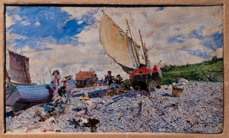 “The Beach at Etretat” by Giovanni Boldini