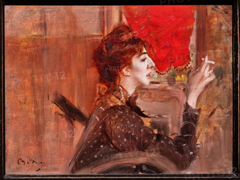 “The Red Curtain” by Giovanni Boldini